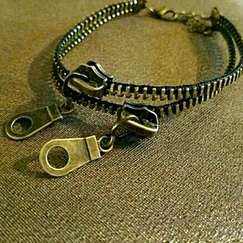 Antique bronze zipper anklet Jewelry New - Picture 3 of 4